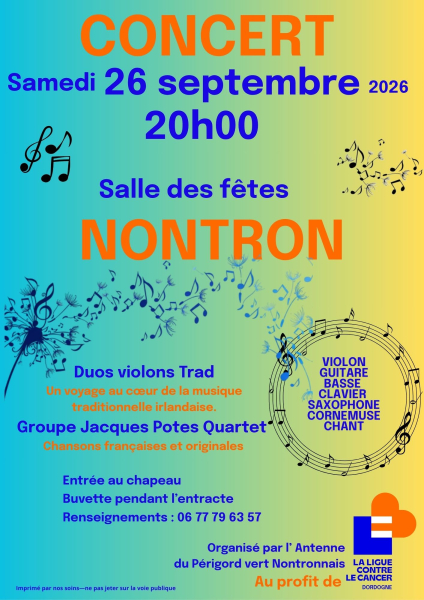 Affiche concert Ligue contre le cancer